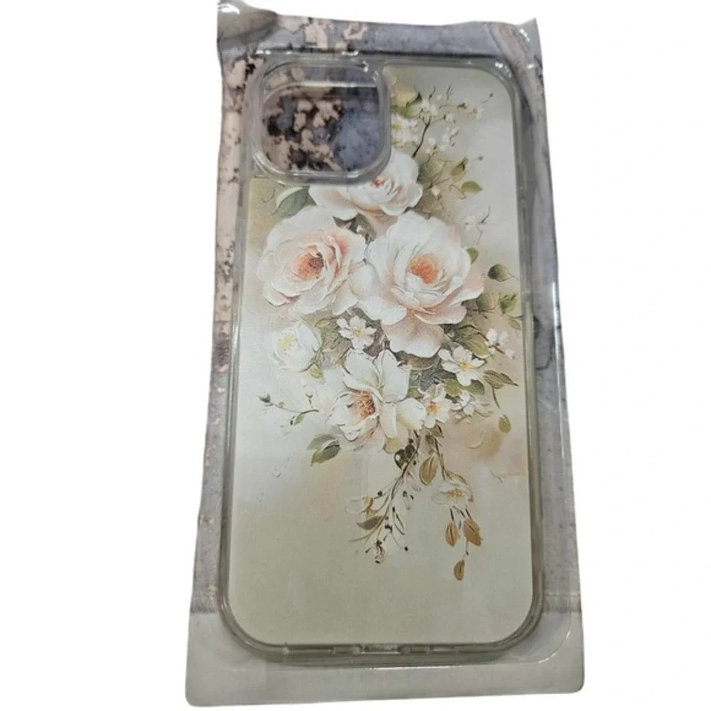 NEW Iphone 15 pro Pink Floral Rose Case‎ Magentic Safe (4855)